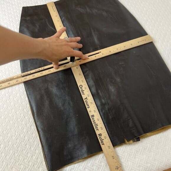 Vintage Marisa Minicucci Women’s Small Dark Chocolate Brown Leather Skirt Italy - Picture 7 of 15